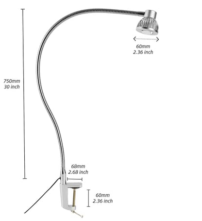 Hersi High Bright 5w 35‘’Long Flexible Arm Desk Lamp Metal Architect LED Task Light with Clamp, Adjustable Folding Twin-Arm Clip-on Table Lamp,Black for Home Office (Silver) - color: Silver