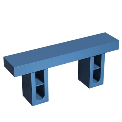Console Table with Outlet, Entryway Table, Sofa Table with Storage Shelves, 63 Inch Hallway Table, Blue MDF Behind Couch Table for Living Room - color: Blue