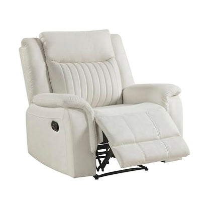 Lexicon Polished Microfiber Wall Hugger Manual Reclining Chair, Beige | 39.5"W Manual Recliner, Home Theater Seating for Living Room/Office/Apartment, Tool Free Assembly - color: Beige, size: Recliner