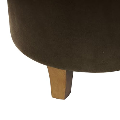 HomePop 19" Velvet Button Tufted Round Storage Ottoman - Brown Velvet - color: Brown Velvet