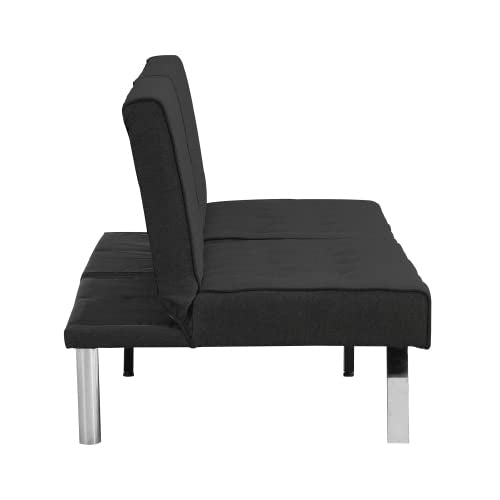 Convertible Futon Sofa Bed, Modern 68'' Fabric Sleeper Couch for Living Room,Guest Bed, Adjustable Backrest, Upholstered Recliner Chair, Loveseat for Compact Small Space Living Room (Black) - color: Black