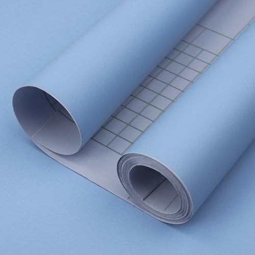 Light Blue Peel and Stick Wallpaper, 15.7 X 157 inches Renter Friendly Wallpaper, Vinyl PVC Removable Wall Paper, Self-Adhesive Wall Sticker Decoration for Counter Furniture Cabinet and Room - color: Light Blue, size: 15.7" x 157"