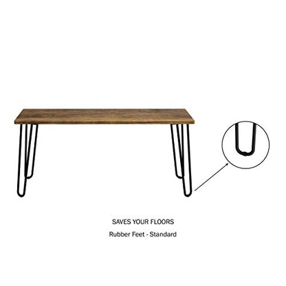 Lavish Home Coffee Table with Hairpin Legs, Brown Woodgrain-Look, 41.25" | Modern Industrial Style Home Decor - Woodgrain-Look and Steel Accent Living Room Furniture - color: Rustic Brown Woodgrain