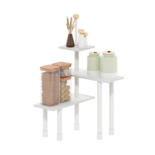 Furinno Turn-N-Tube Kitchen Countertop Organizer, 3-Tier Corner Countertop Organizer Shelf, Corner Shelf, for Kitchen, Pantry, Organizers and Storage, White - color: White/White, size: 3-Tier Irregular
