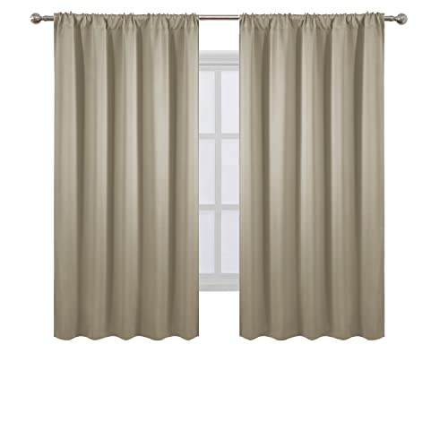Blackout Curtains 52 x 63 inch/Beige Curtains Set of 2 Panels/Thermal Insulated Room Darkening Bedroom Curtains - color: Beige, size: 52"W x 63"L (Pack of 2)