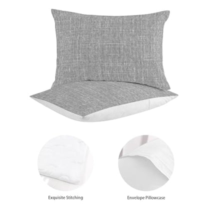 Twin XL Quilt Bedding Set, Minimalist Gray Aesthetic Soft Microfiber Summer Bedspread Coverlet with 2 Pillow Shams for All Season, Retro Linen Textured Breathable Bedding Set for Hot Sleepers - size: Twin XL