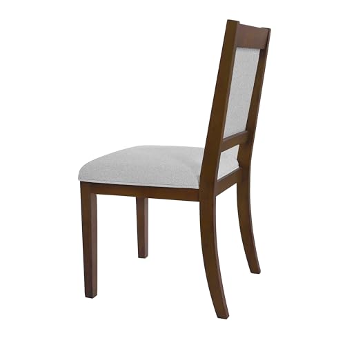 HomePop Open Back Upholstered Wood Frame Dining Chairs - Gray Solid Woven (Set of 2) - color: Gray Solid Woven (Set of 2), style: Pack of 2