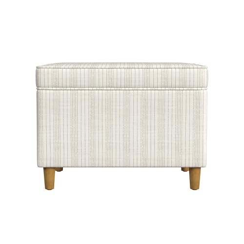 Spatial Order 24" Dinah Collection Storage Ottoman - Cream Marigold Pinstripe Fabric - color: Cream Marigold Pinstripe Fabric