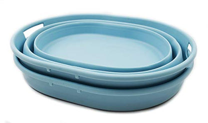 SAMMART 25L Collapsible Plastic Laundry Basket - Oval Tub/Basket - Foldable Storage Container/Organizer - Portable Washing Tub - Space Saving Laundry Hamper (2, Sea Angel) - color: Sea Angel