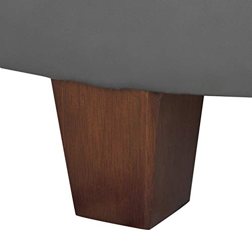 HomePop Round Leatherette Storage Ottoman with Lid, Charcoal Grey Large - color: Gray Faux Leather