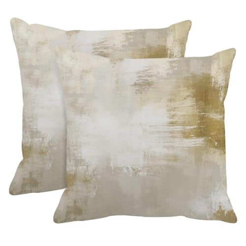 Throw Pillow Covers Set of 2, 18 x 18 Inch, Grey Light Yellow | Abstract Modern Art Outdoor Decorative Square Pillow Cases Couch Cushion Case for Couch Bed Sofa Living Room Home Decor - color: Grey, size: 18" x 18" (Pack of 2)