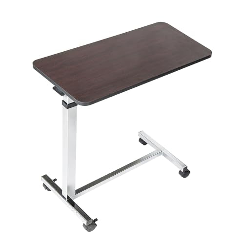 Drive Medical 13003 Non Tilt Top Overbed Table with Wheels, Chrome | Overbed Table with Wheels Features Non Tilt Chrome Top for Home and Hospital Use and Easy Daily Cleaning - color: Chrome