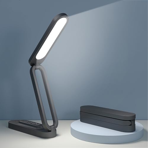 Giryuhd LED Desk Lamp for Office Home & Battery Operated Lamp Rechargeable Lamp Foldable & Portable Light, LED Desk Light Strip, 3 Brightness Dimmable Small Desk Lamp Wireless Reading Lamp - color: Black