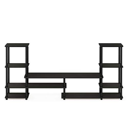 Furinno Turn-N-Tube TV Stand, Wide Open Frame Entertainment Center with Storage, TV Console with Tall Side Shelves for TV up to 48 Inch, for Living Room, Bedroom, Espresso - color: Espresso, style: 78 Inch - 9 Tiers