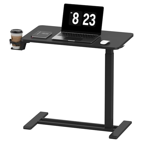 FLEXISPOT 28''Adjustable C Table Gas Spring Mobile Side End Table | Adjustable C table with Wheels, Bedside table for sofa and couch. Laptop Rolling Cart TV Tray, 27.6" W x 15.7" D,Black - color: Black, size: 28x16
