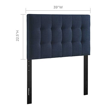 Modway Lily Tufted Linen Fabric Upholstered Twin Headboard in Navy - color: Navy, size: Twin