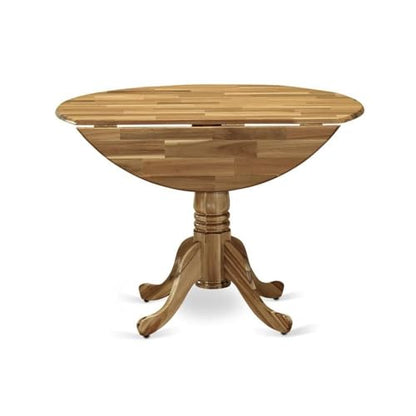East West Furniture DLT-ANA-TP Dublin Modern Dining Table - a Round Kitchen Table Top with Dropleaf & Pedestal Base, 42x42 Inch, Natural - color: Dlt-ana-tp