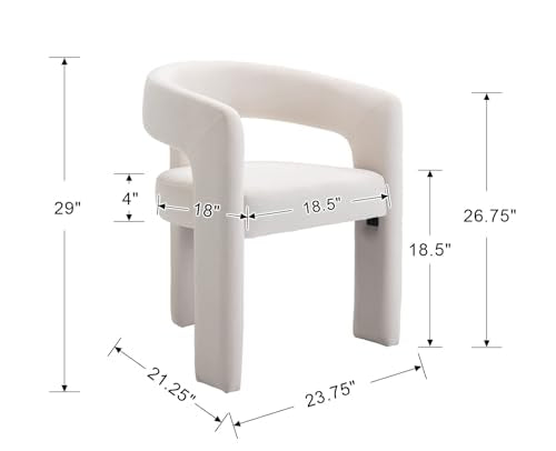 HNY Modern Velvet Barrel Single Dining Chair, Ivory | Upholstered Accent Armchair With Wide Seat Elegant Design For Living Room Bedroom Vanity And Small Spaces - color: Ivory Velvet