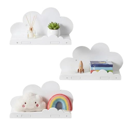 White Floating Shelves 3 Pieces 29.5x9.4x15cm Wall Mounted Floating Decor | Nursery Wall Decor for Girls Room Bathroom Home Playroom Dorm Apartment Office