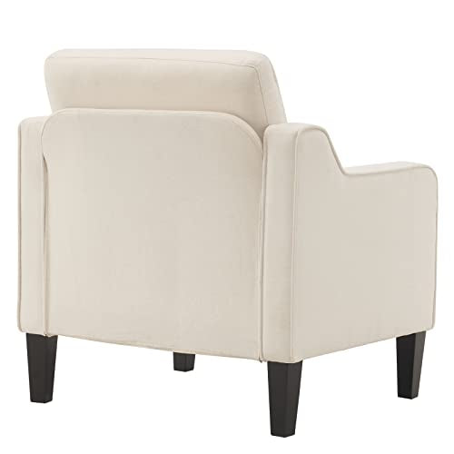 VINGLI Mid Century Modern Accent Chair, Beige Fabric Accent Chairs for Living Room Upholstered Armchair Sofa with Scooped Arms for Bedroom, Apartment, Studio, Office, Waiting Room - color: Beige