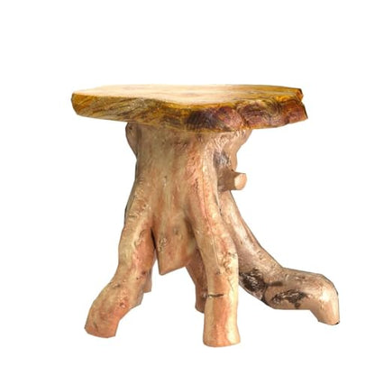 WELLAND Solid Wood Pedestal End Table, 19" H Rustic Accent Table | Handcrafted from solid wood, showcasing unique grain patterns and natural organic beauty - color: Natural