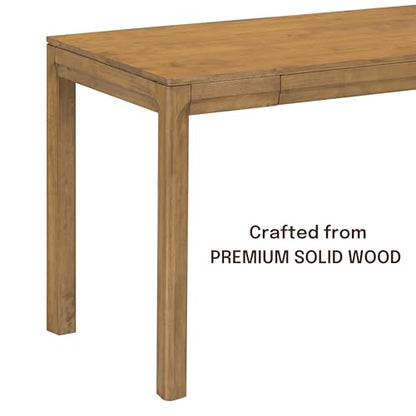 Flow Modern Wooden Rectangle Desk Table with Hidden Drawer – Waterproof & Heat Resistant - Teak Look - color: Teak Look, size: 47 Inch, style: Desk