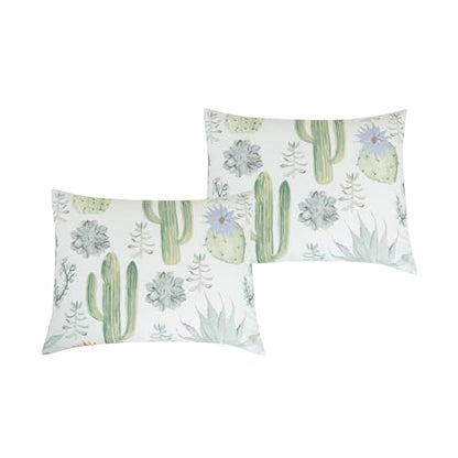 Chezmoi Collection Cereus 3-Piece Southwestern Serene Desert Comforter Set - Green Blue Cactus Succulent Plant Printed Washed Microfiber Bedding, Full - color: Green Cactus Succulent, size: Full