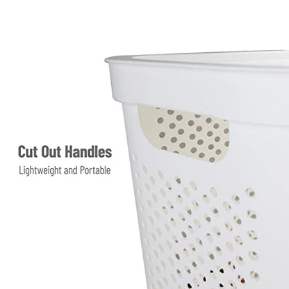 Mind Reader 60L Slim Laundry Hamper, Clothes Basket, Lid, Ventilated, Plastic, Set of 2, White - color: White, size: 2-Pack