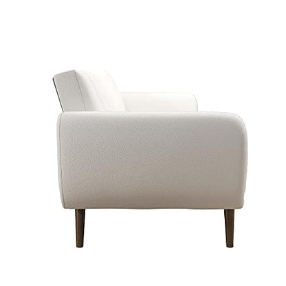 Novogratz Brittany Futon, Convertible Sofa & Couch,White Faux Leather - color: White Faux Leather