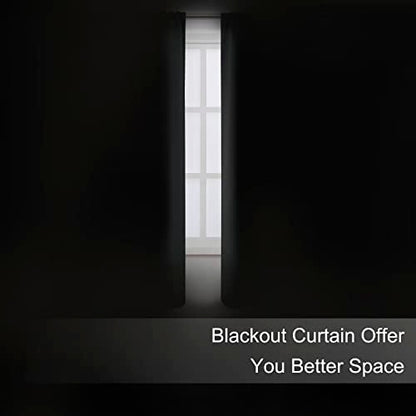 Black Blackout Curtains/38 x 63 Inch/Set of 2 Panels Rod Pocket Room Darkening Curtains for Bedroom - color: Black, size: 38"W x 63"L (Pack of 2)