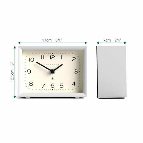 NEWGATE® Henry Desk Clock | Contemporary Rectangular Design | White | Easy to Read nunbers | Modern Style for Desk, Table top, Shelf or Bedside - color: White