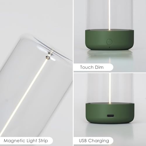 Mini Minimalist Table Lamp, Rechargeable Night Stand Lamp, Dark Green - color: Dark Green