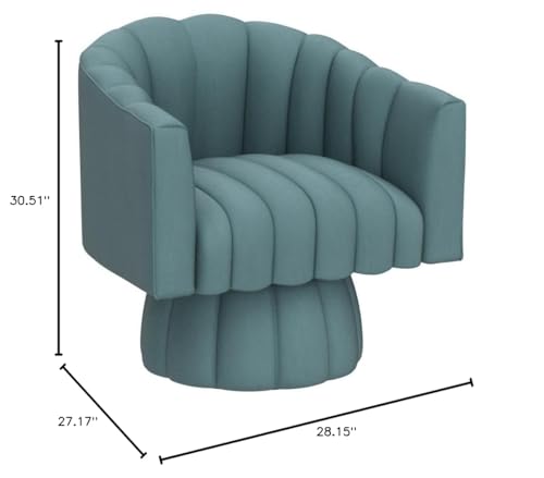 Dewhut Swivel Accent Chair, Barrel Accent Chair, Velvet, Blue | Velvet Upholstered Round Arm Chair with 360° Swivel Base, Mid Century Modern Living Room Chair, Easy Setup - color: Blue