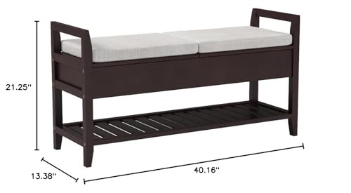 Roundhill Furniture Vannes Espresso Storage Shoe Bench