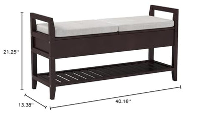Roundhill Furniture Vannes Espresso Storage Shoe Bench