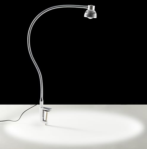 Hersi High Bright 5w 35‘’Long Flexible Arm Desk Lamp Metal Architect LED Task Light with Clamp, Adjustable Folding Twin-Arm Clip-on Table Lamp,Black for Home Office (Silver) - color: Silver