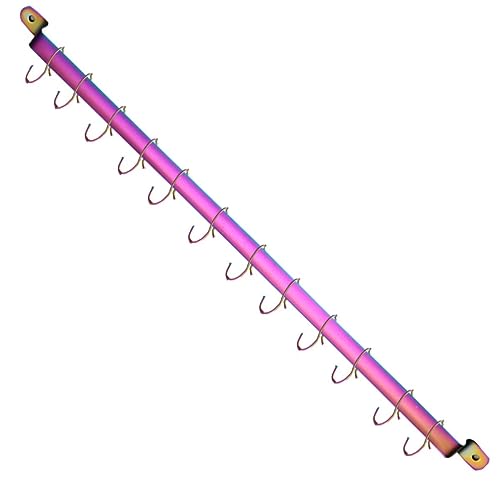 Kyraton Kitchen Utensil Rack, Kitchen Rack With Rainbow Titanium Plating,Rail Rack Organizer for Hanging Knives,Wall Mounted Gourmet Kitchen Rail with 14 Hooks - color: 3.Rainbow