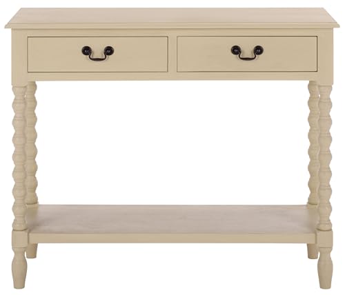 SAFAVIEH Furniture - Athena 2-Drawer Console Table - Sand - Solid Wood - Farmhouse Classic Design - Ideal for Entryway, Living Room, Hallway, 35.5" W x 13" D x 29.5" H (CNS5702E) - color: Sand