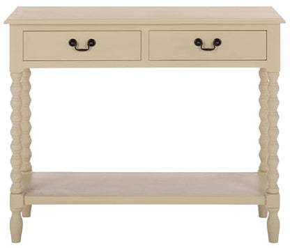 SAFAVIEH Furniture - Athena 2-Drawer Console Table - Sand - Solid Wood - Farmhouse Classic Design - Ideal for Entryway, Living Room, Hallway, 35.5" W x 13" D x 29.5" H (CNS5702E) - color: Sand