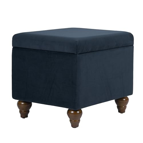 HomePop 22" Medium Rectangular Storage Ottoman - Blue Velvet - color: Blue Velvet