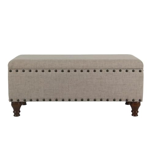 HomePop 42" Storage Bench with Nailhead Trim - Tan - color: Tan