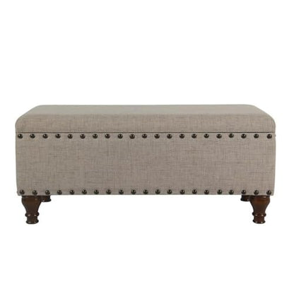 HomePop 42" Storage Bench with Nailhead Trim - Tan - color: Tan