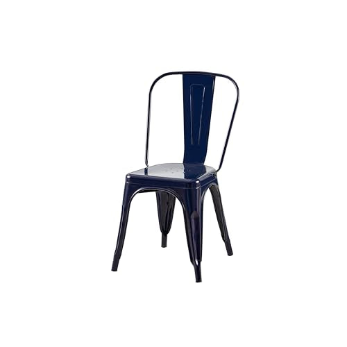 AC Pacific 18 Inch Seat Height Industrial Metal Dining Chairs, Stackable Kitchen or Bar Seat, Durable Modern Design, Versatile Accent Furniture, Set of 2, Dark Blue - color: Dark Blue, size: Set of 2