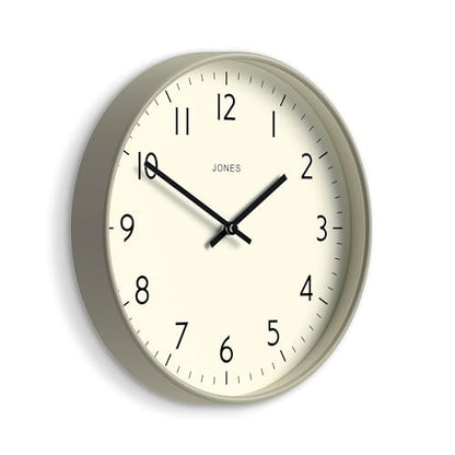 JONES CLOCKS® Studio Clock | Modern Round wall Clock | 12" | Gray | Easy to Read Numbers | Versatile Design for Kitchen, Living Room or Office - color: Pepper Grey
