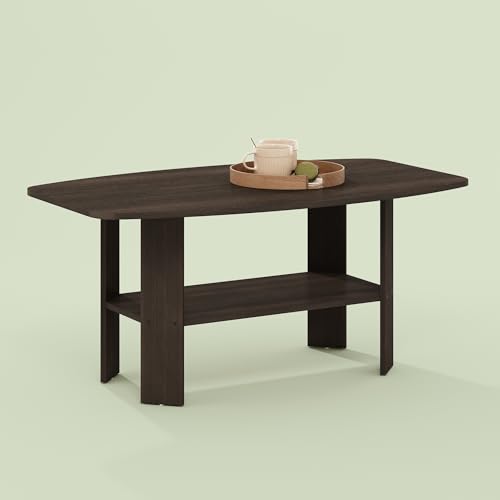 Gurney Coffee Table with Shelf for Living Room, Cocoa - color: Cocoa
