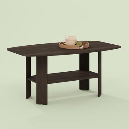 Gurney Coffee Table with Shelf for Living Room, Cocoa - color: Cocoa