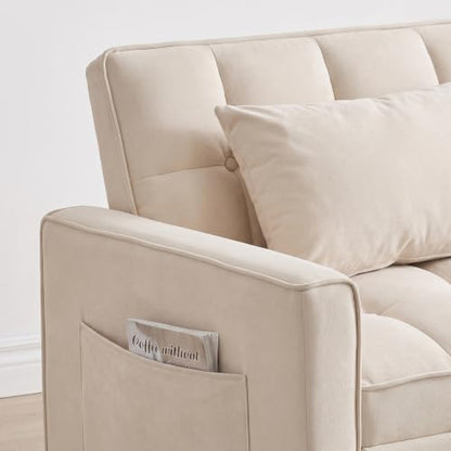 Sleeper Chair with Pull Out Bed, 3 In1 Convertible Couch Bed, White | Adjustable Backrest,Soft Cushioning,Handy Side Pocket - color: D-white-g5