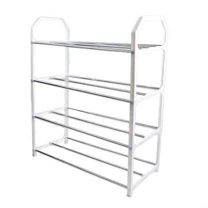 Space-Saving Metal Shoe Rack for Entryway, Vertical Shoe Storage Cabinet with Sturdy Construction for Apartment Closet, Quick Assembly, Black(White) - color: White