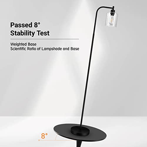 Modern Floor Lamp with Seeded Glass Shade, 65 Inches Tall, Energy Efficient, LED Bulb Included, Easy Assembly and Use - color: Clear