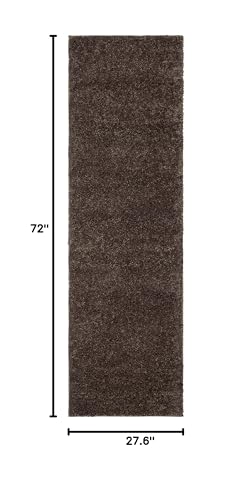 SAFAVIEH August Shag Collection Runner Rug - 2'3" x 6', Brown, Solid Design, Non-Shedding & Easy Care, 1.2-inch Thick Ideal for High Traffic Areas in Living Room, Bedroom (AUG900T) - color: Brown, size: 2'3" x 6' (Runner)